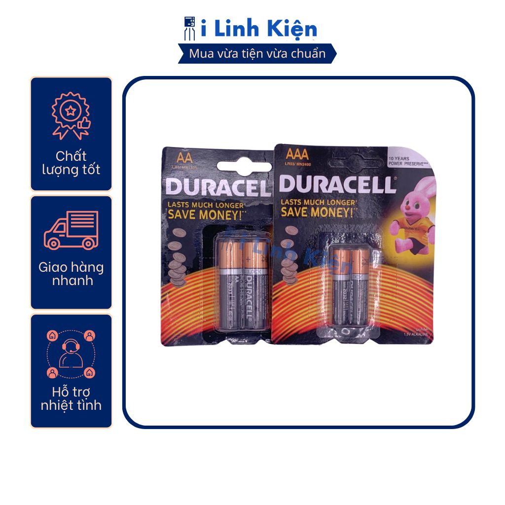Pin Duracell AA - AAA 1.5V vỉ 2 viên siêu bền chất lượng tốt.