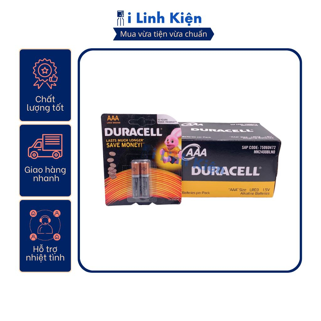 Pin Duracell AA - AAA 1.5V vỉ 2 viên siêu bền chất lượng tốt.