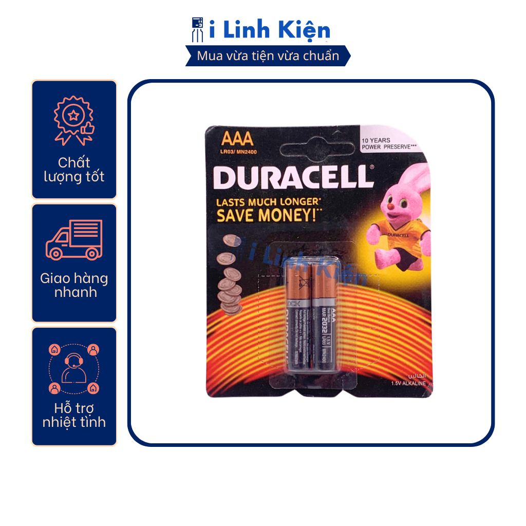 Pin Duracell AA - AAA 1.5V vỉ 2 viên siêu bền chất lượng tốt.