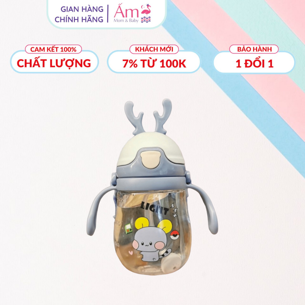 Bình Uống Nước Sừng Hươu Ấm Gift Baby 370ml Có Chống  Sặc, Chịu Nhiệt Tốt, Có Tay Cầm Tiện Lợi Cho Bé Ấm Gift Decor