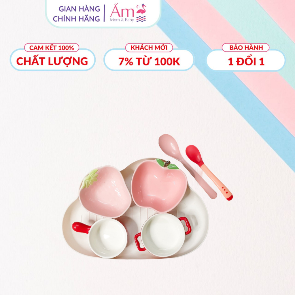 Bộ Bát Ăn Dặm Cho Bé Kiểu Nhật Cỡ Plus Ấm Baby Cho Độ Tuổi Từ 6 Tháng Màu Sắc Bắt Mắt Nhiều Mẫu Lựa Chọn Ấm Gift Decor