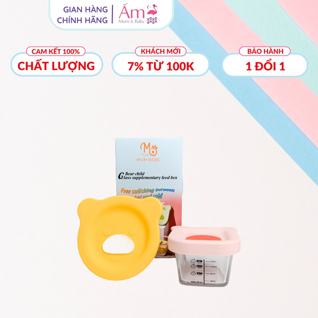 Hũ Đựng Thủy Tinh Nắp Gấu Mum Bébé PP bởi Ấm Baby Hộp Trữ Đông Thực Phẩm Có Nắp Cho Bé Và Gia Đình 200ml Ấm Gift Decor