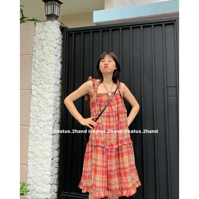Váy 2 dây caro đỏ vintage dáng dài, đầm dài hai dây sọc caro dáng xoè chữ A bánh bèo tiểu thư ullzang