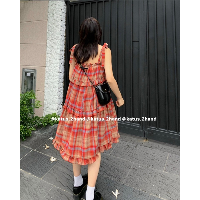 Váy 2 dây caro đỏ vintage dáng dài, đầm dài hai dây sọc caro dáng xoè chữ A bánh bèo tiểu thư ullzang