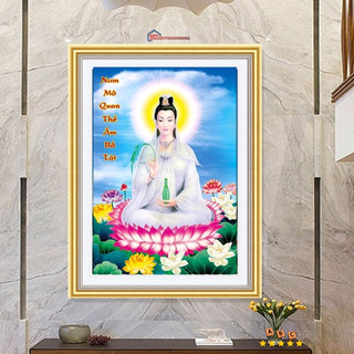 Tranh thêu chữ thập quan thế âm bồ tát 40cm x 55cm