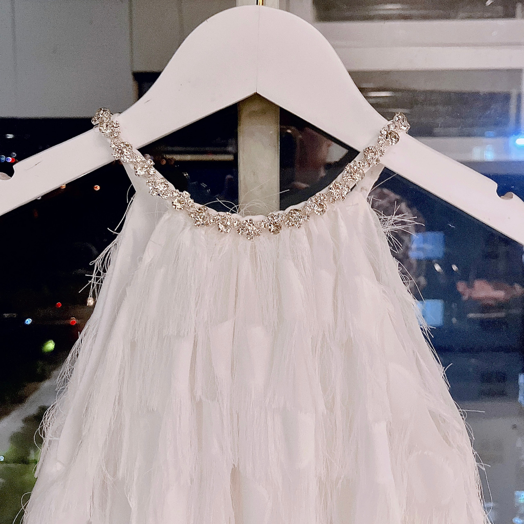 Váy Cho Bé Gái MyKids Váy Chữ A đính dây đá lấp lánh 2 lớp chất liệu voan lông mềm mại không dặm ngứa cho bé từ 8-32kg