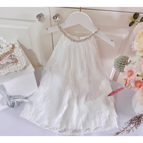 Váy Cho Bé Gái MyKids Váy Chữ A đính dây đá lấp lánh 2 lớp chất liệu voan lông mềm mại không dặm ngứa cho bé từ 8-32kg