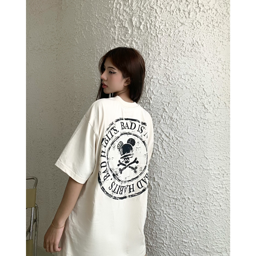 Áo Thun Unisex Bad Habits- Cream Renaissance Stamp Tee- Local Brand Chính Hãng