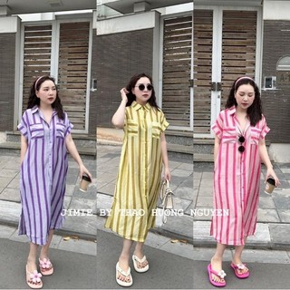 Váy sơ mi kẻ túi ngực 3 màu