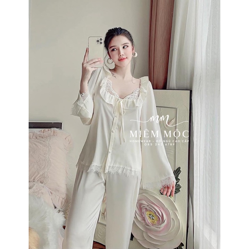 Sét đồ ngủ piijama hàng thiết kế siêu sang- chất lụa mịn mát loại 1