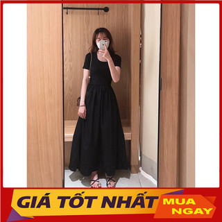 Đầm Đen Thiết Kế Chun Hở Eo Sau Kèm Dây Nơ Dáng Dài M3055 - Yamy888