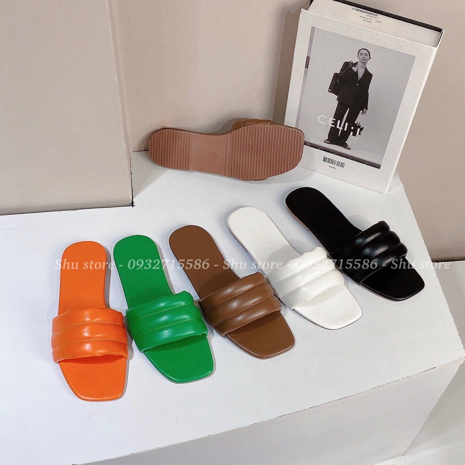 Shu Store | Dép đế bệt quai ngang chất da bóng thời trang xinh xắn cho nữ