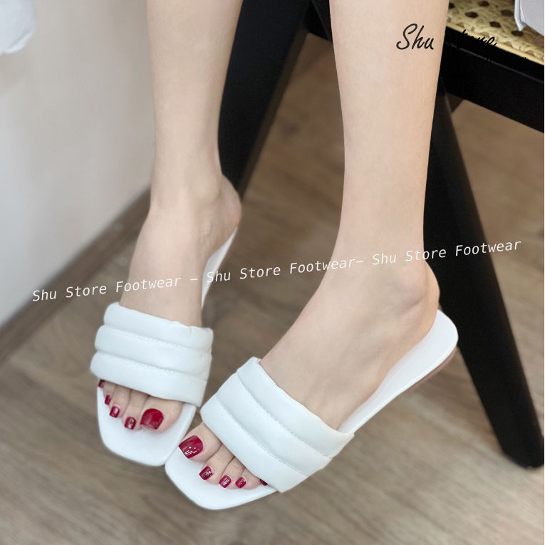 Shu Store | Dép đế bệt quai ngang chất da bóng thời trang xinh xắn cho nữ