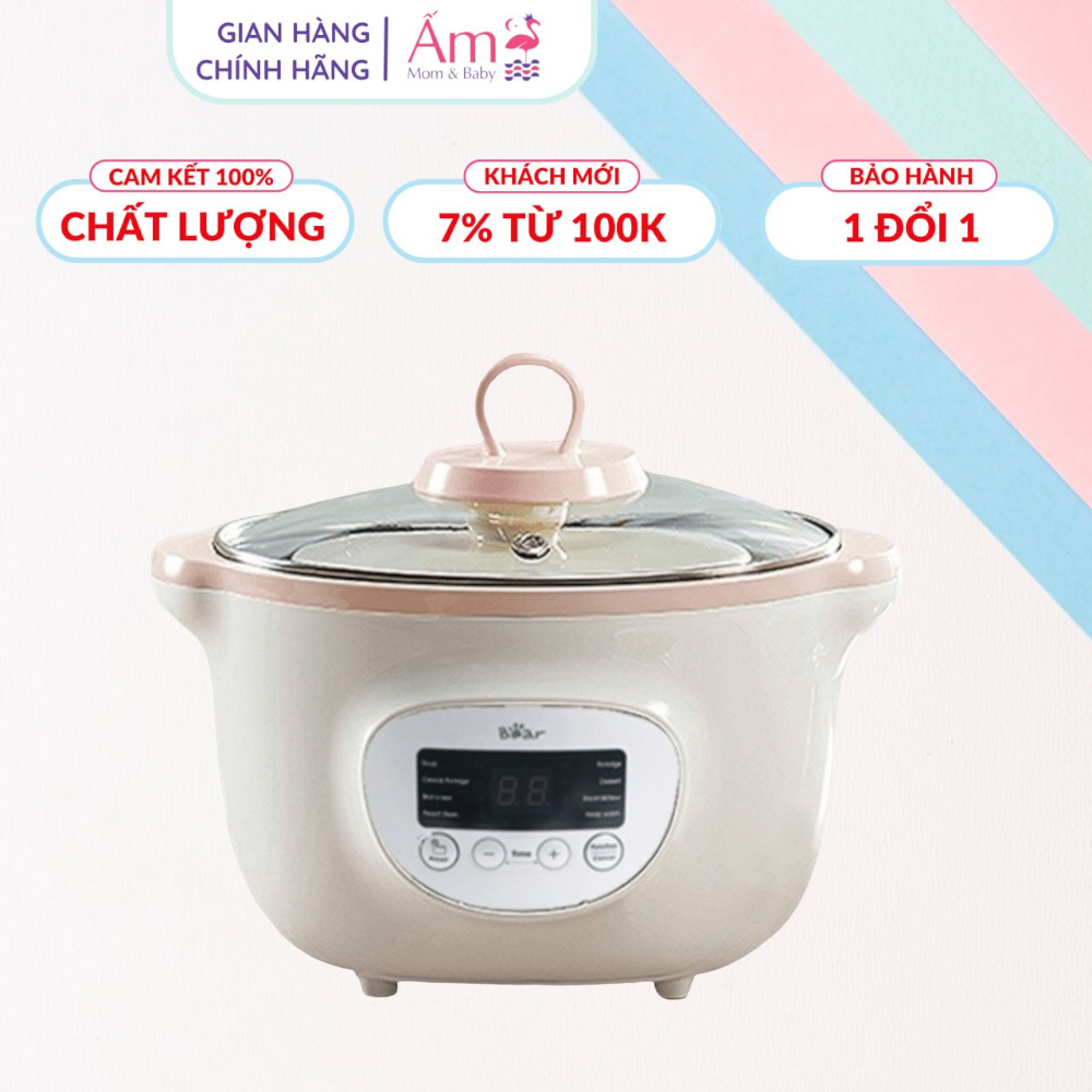 Nồi Nấu Chậm 1.6L Bear Bản Quốc Tế PP bởi Ấm Baby Đa Năng Nấu Cháo Chậm, Chưng Yến - SUBE002 Ấm Gift Decor