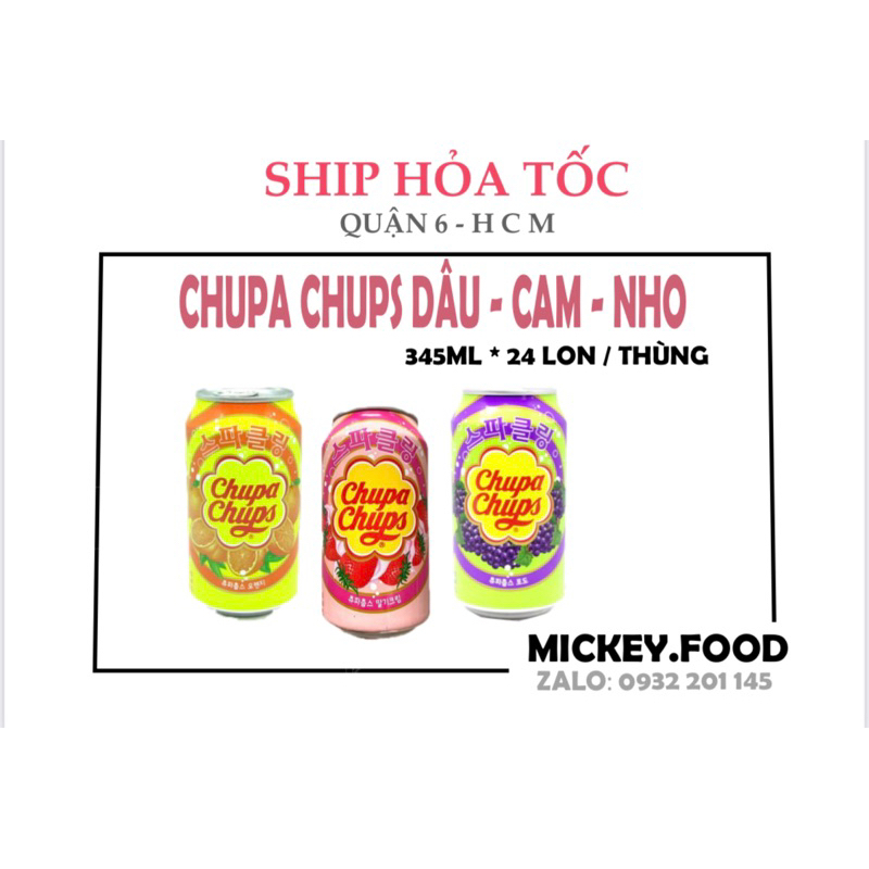 -Nước ngọt trái cây Chupa Chups 345ml* 24 lon/ thùng