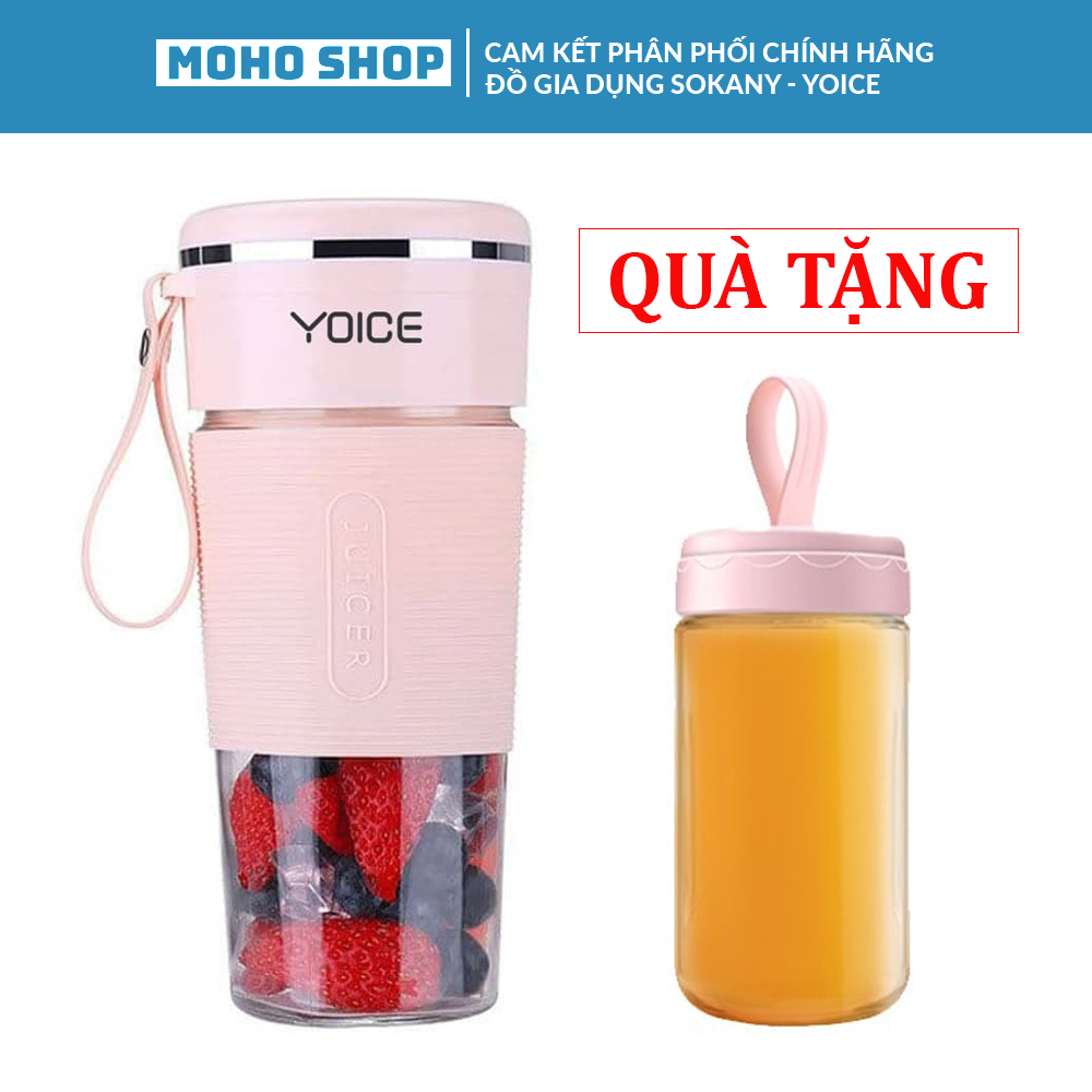 Máy xay sinh tố cầm tay mini đa năng YOICE 6 lưỡi cối thủy tinh dung tích 300ml [HÀNG CHÍNH HÃNG - BẢO HÀNH 1 NĂM]