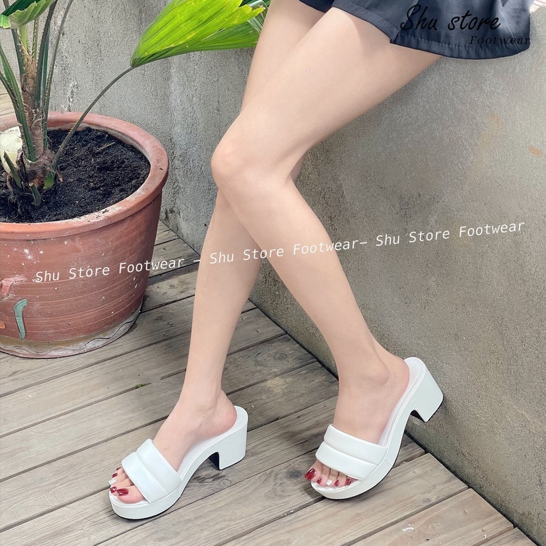 Shu Store | Guốc gót vuông 2 quai phồng cao 7cm mẫu mới hotrend thời trang nữ