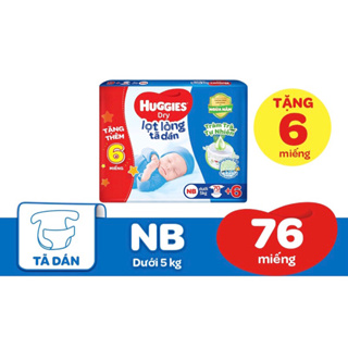 Tã dán sơ sinh Huggies Dry NB76 tràm trà ngừa hăm cho bé dưới 5kg