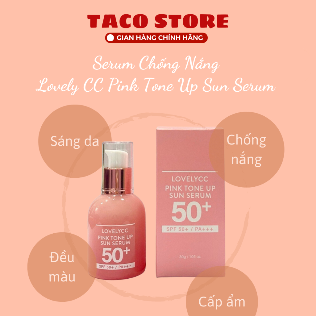 Serum Dưỡng Trắng LovelyCC Pink Tone Up Sun Serum SPF 50+ 30g Nâng Tone Da