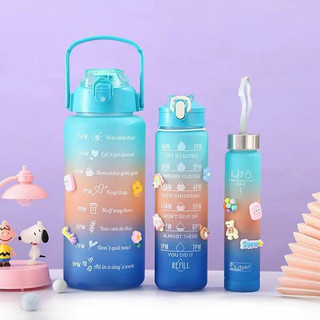 Set 3 bình nước sticker chia vạch màu gradient