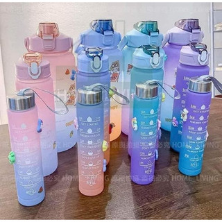 Set 3 bình nước sticker chia vạch màu gradient