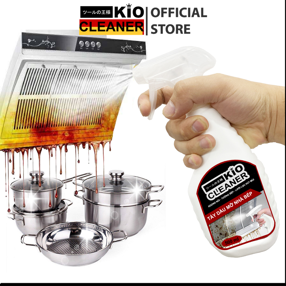 Tẩy dầu mỡ nhà bếp Kio Cleaner tẩy lưới lọc máy hút mùi, mặt bếp, tường gạch ốp, chậu rửa bát 500ml
