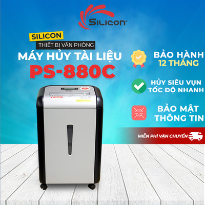Máy hủy tài liệu nhập khẩu SILICON PS-880C - Công suất hủy 17 tờ/ 1 lần -Bảo hành toàn quốc 12 tháng