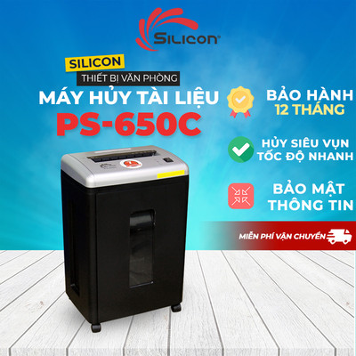 Máy hủy tài liệu nhập khẩu SILICON PS-650C - Máy hủy vụn - Hủy tài liệu siêu vụn - Bảo hành 12 tháng
