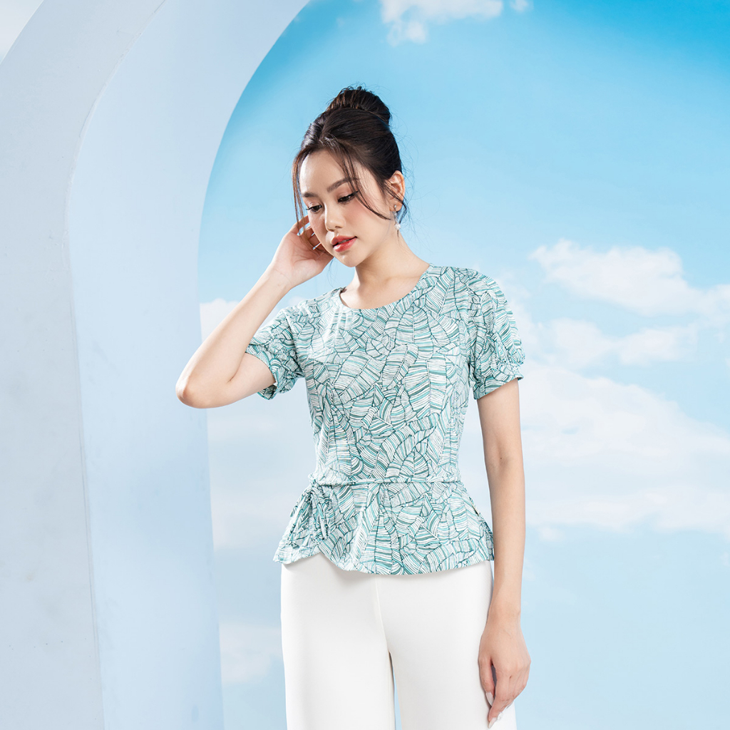 Áo Peplum LAMER Nơ Eo Tay Cộc L61B23H030