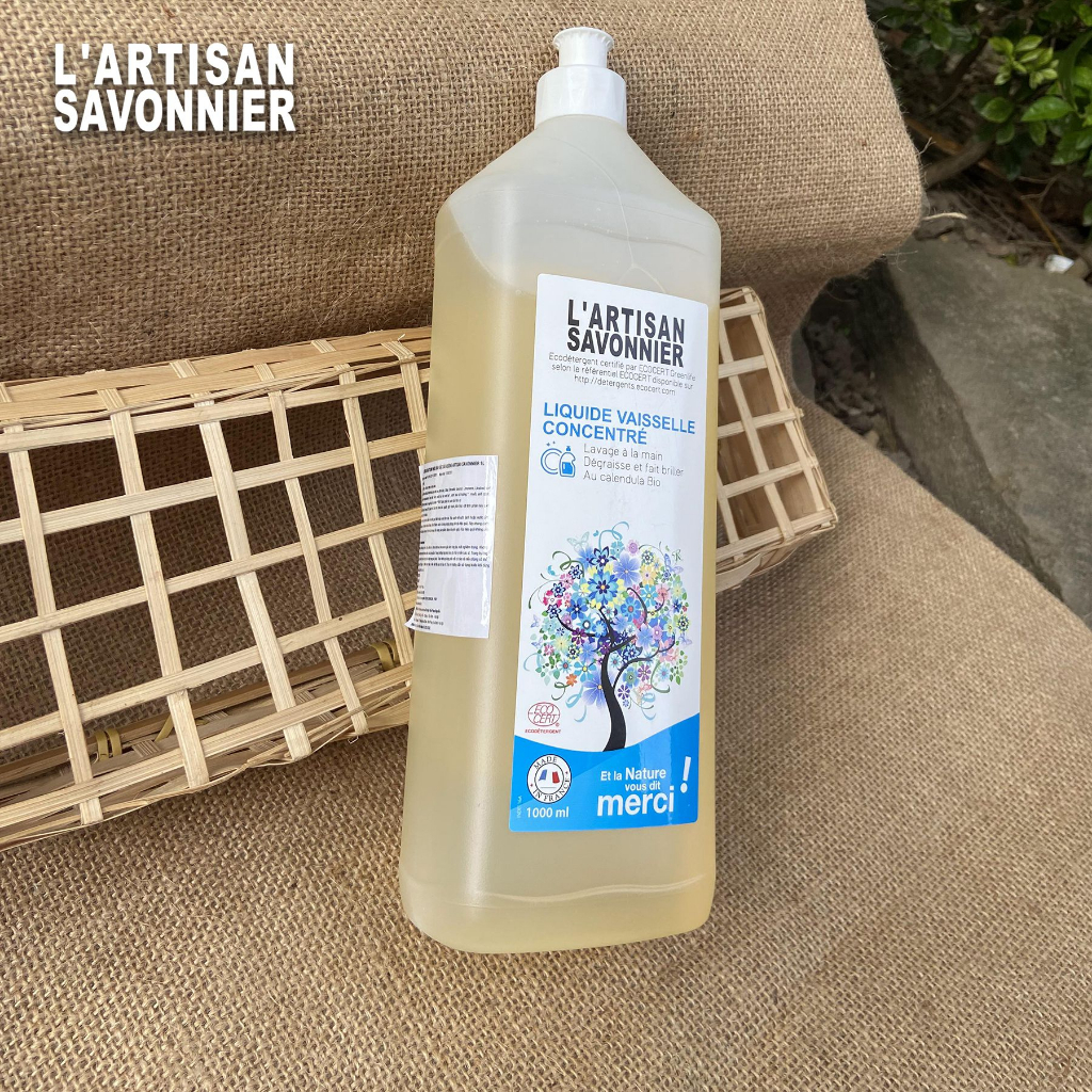 Nước rửa bát sinh học oải hương Artisan Savonnier 1L nội địa Pháp  không gây kích ứng an toàn với da tay