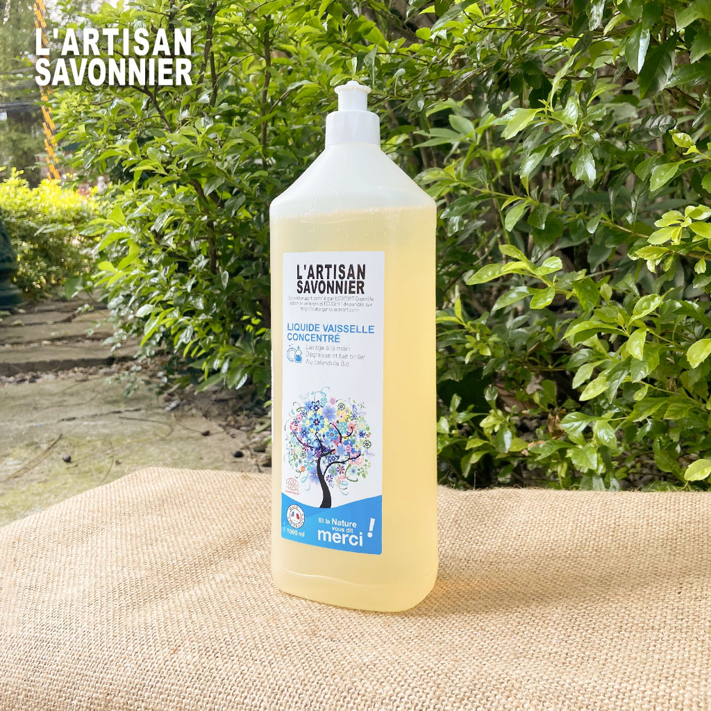 Nước rửa bát sinh học oải hương Artisan Savonnier 1L nội địa Pháp  không gây kích ứng an toàn với da tay
