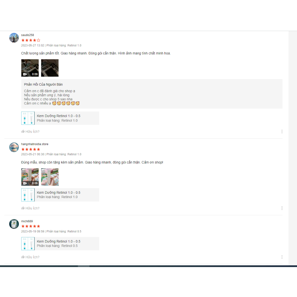 Kem dưỡng Re 1.0 và Re 0.5