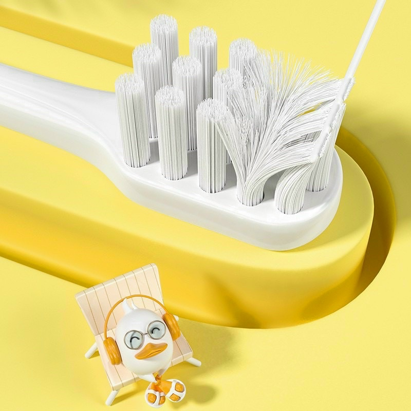 Bàn Chải Đánh Răng RAOYI Vịt Nhỏ Màu Trắng, Tay Cầm Silicon dành cho trẻ 3-12 tuổi
