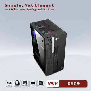 Vỏ case máy tính vsp - esport gaming kb09 - bên hông kính cường lực, hỗ trợ main atx/m - atx/itx