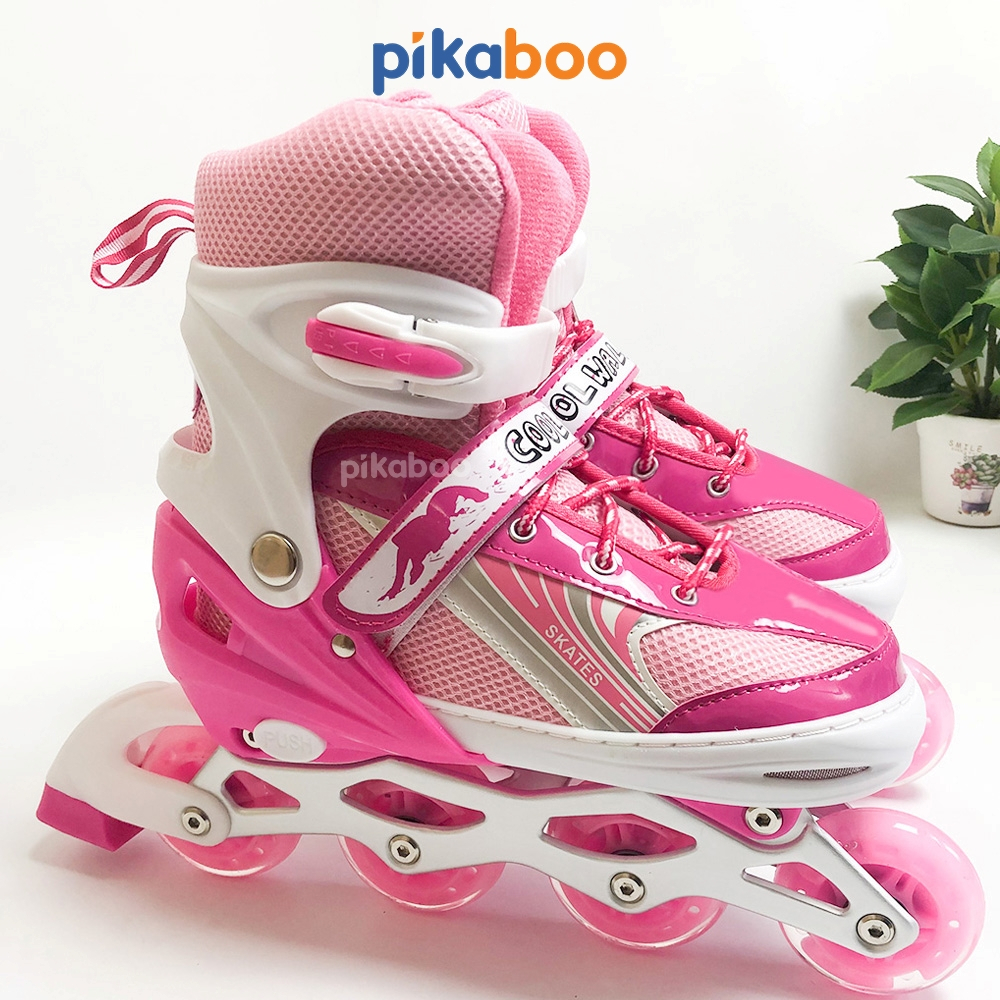 Giày Trượt Patin trẻ em Cool walk cao cấp Pikaboo bánh trượt có đèn phát sáng bọc nhựa PU có thể chỉnh size