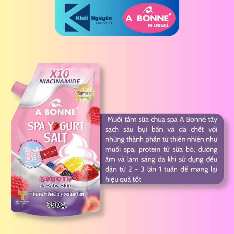 Muối tắm sữa chua tẩy tế bào chết A Bonne Spa Yogurt Salt trắng da 350g