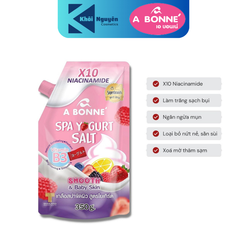 Muối tắm sữa chua tẩy tế bào chết A Bonne Spa Yogurt Salt trắng da 350g