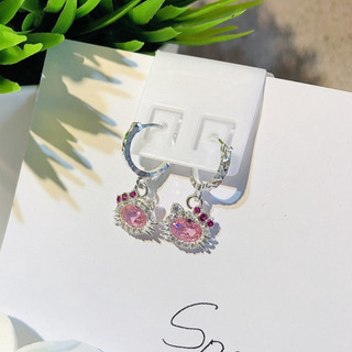 Bông tai cho bé gái Bạc 925 Hello Kitty đính đá HVJ 04