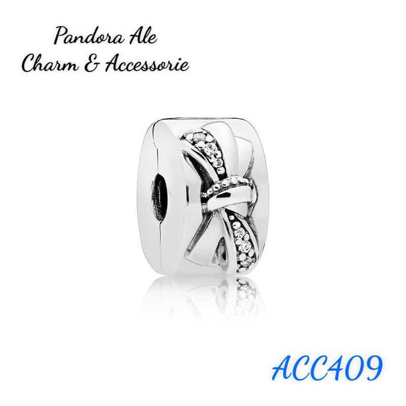 PAN ALE CHARM KHOÁ CHẶN CLIP NƠ ĐÍNH ĐÁ BẠC S925