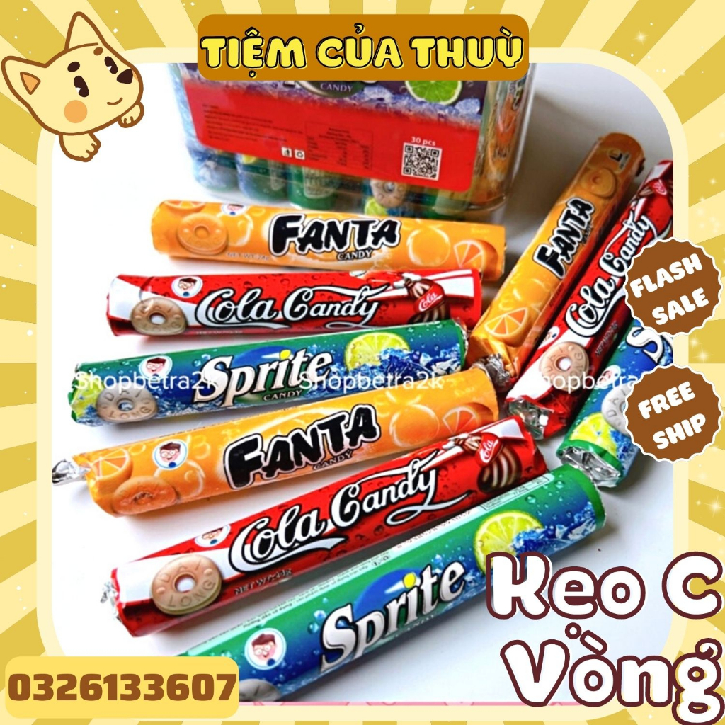 Kẹo C Fanta Cam - Sprite Chanh - Coca Candy, Kẹo Xê Trái Cây - đồ ăn vặt Tiệm Ăn Vặt Thuỳ Bùi