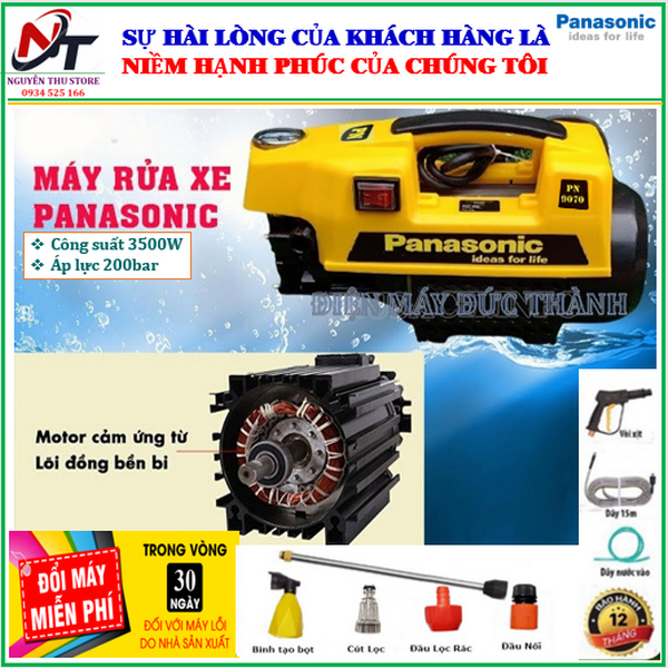 Máy rửa xe PANASONIC màu vàng. Bảo hành chính hãng 24 tháng.