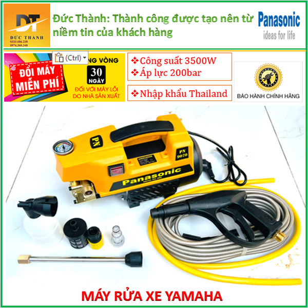 Máy rửa xe PANASONIC màu vàng. Bảo hành chính hãng 24 tháng.