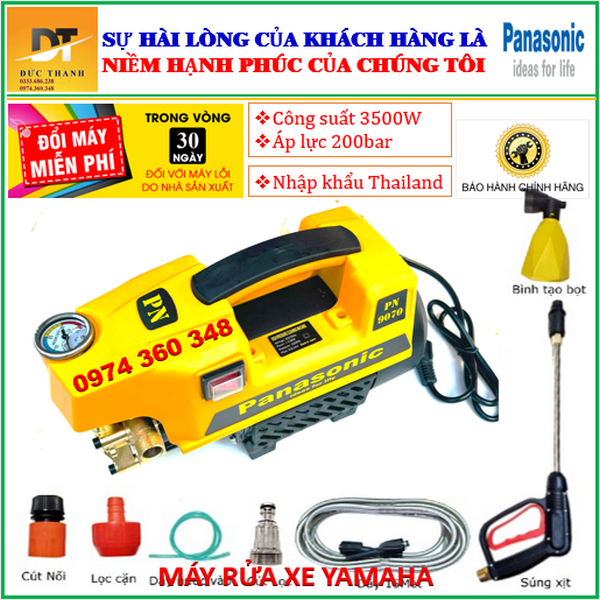 Máy rửa xe PANASONIC màu vàng. Bảo hành chính hãng 24 tháng.