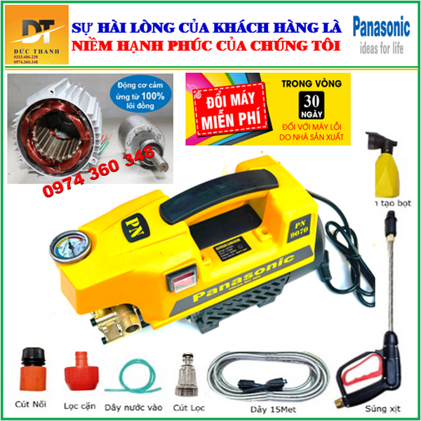 Máy rửa xe PANASONIC màu vàng. Bảo hành chính hãng 24 tháng.