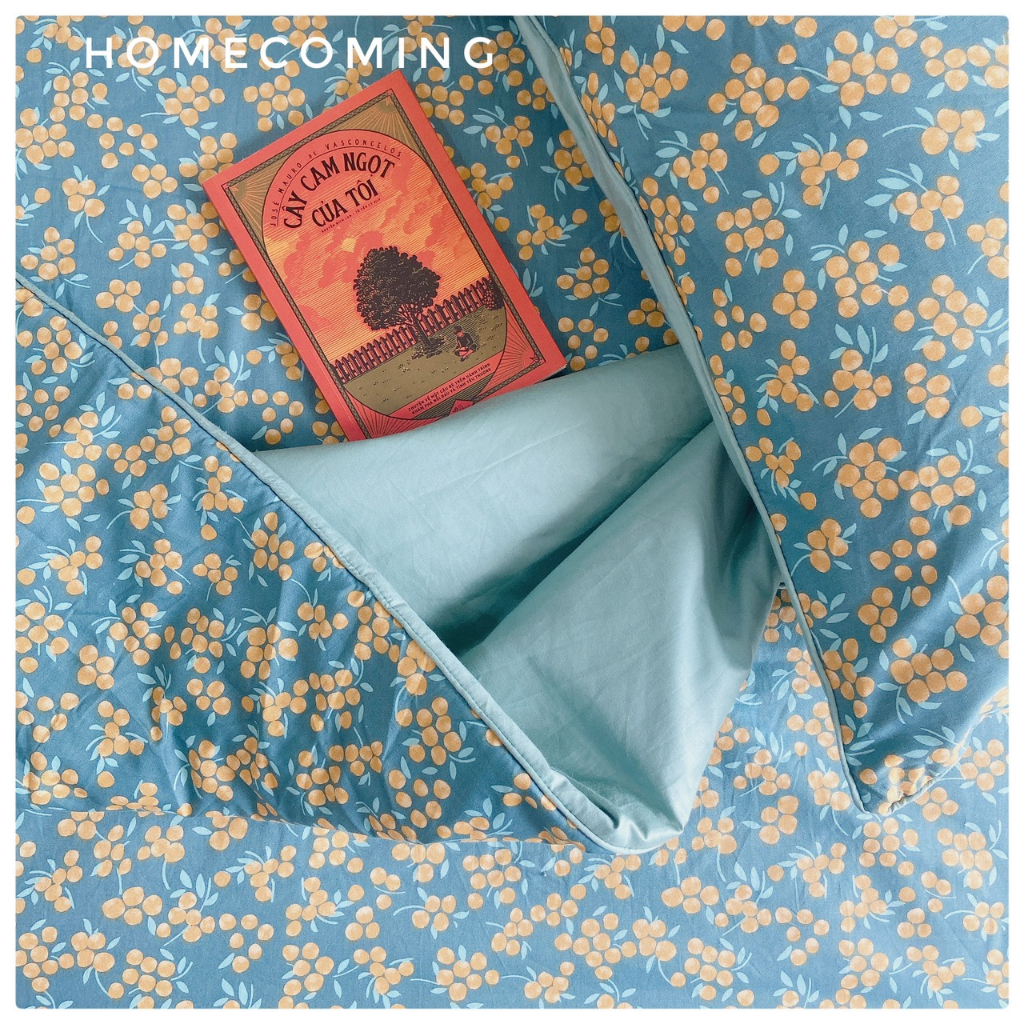 Ga chun trơn 100% Cotton Hàn họa tiết hoa lá kích thước 1m6x2m/1m8x2m/2mx2m2 thương hiệu Homecoming