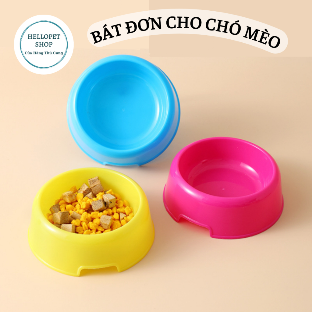 Bát đựng thức ăn cho chó mèo HELLOPET giá rẻ, Bát ăn cho mèo nhựa cao cấp trơn láng dễ vệ sinh H36