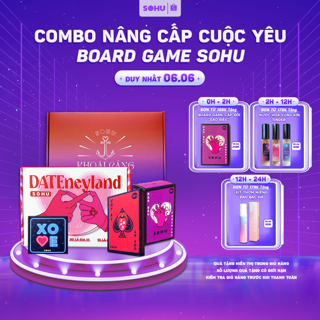 Combo 5 bộ bài boardgame nâng cấp cuộc tình SOHU Ướt Át, Dạo Đầu, Xove,.. cho cặp đôi hẹn hò đi chơi tìm hiểu nhau