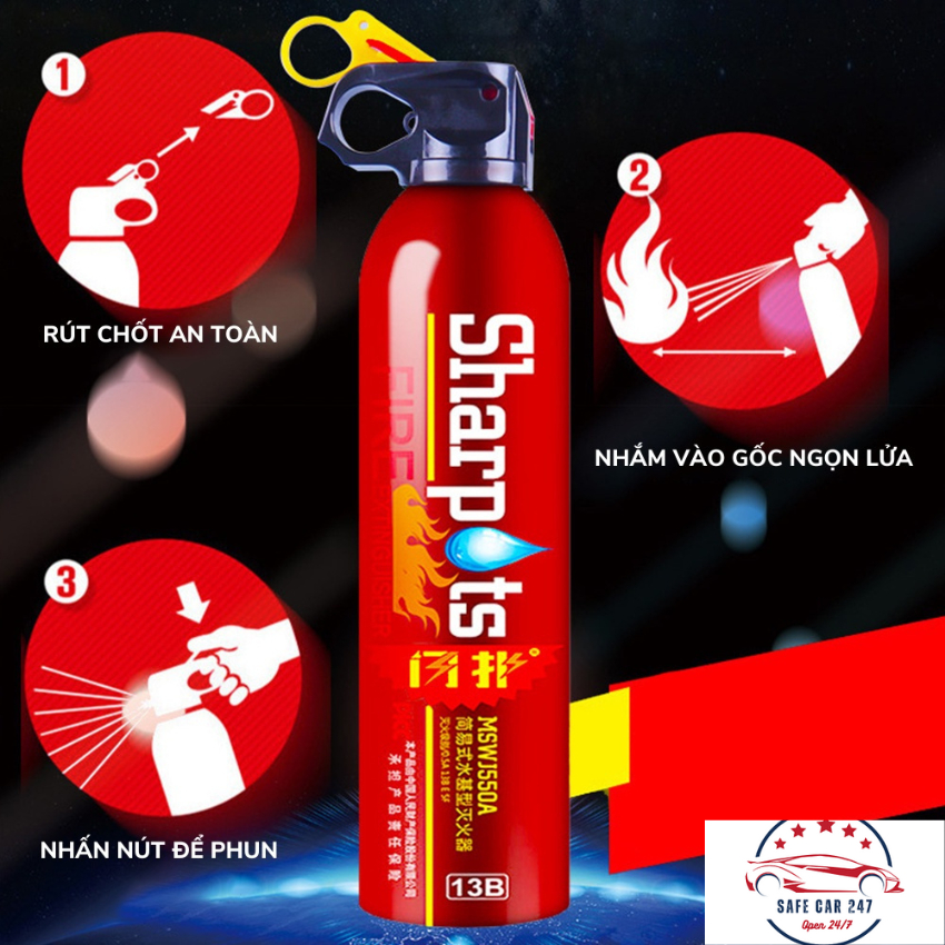 Bình Xịt Chữa Cháy - Bình Cứu Hỏa Mini - Dập Lửa Khẩn Cấp Ô tô - Văn Phòng, Nhà Cửa,Bếp Siêu Nhanh Sharspots Chính Hãng