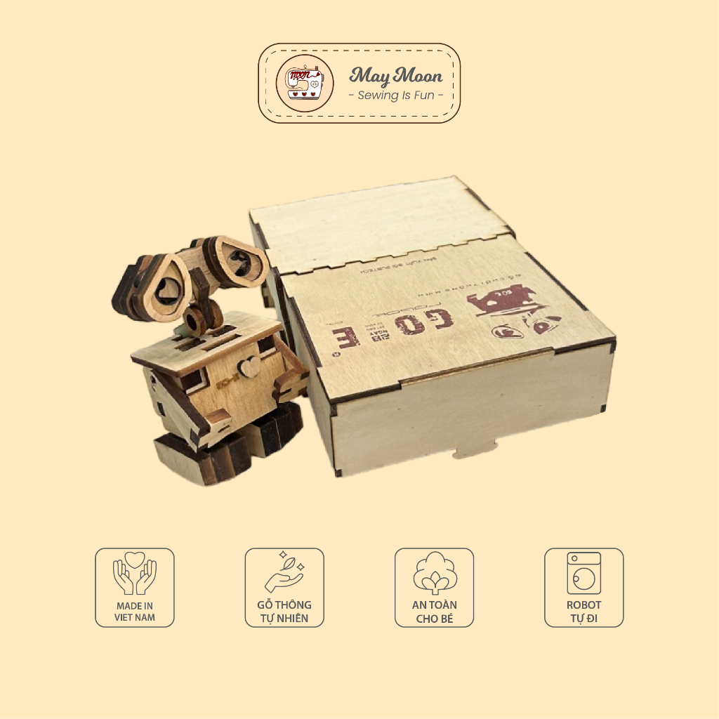 Đồ chơi gỗ cho bé mẫu robot GO-E tự đi được trên mặt dốc quà tặng tuyệt vời cho bé