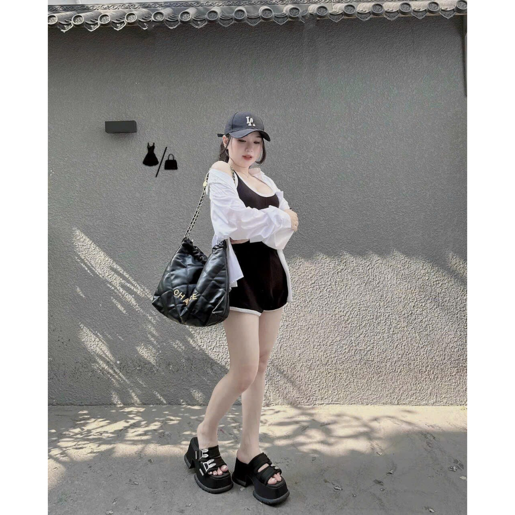 [6,6 Sales Freeship] Set đầm 2 món đi biển, set jum đùi đen phối viền trắng 2 dây kèm áo khoác sơ mi trắng tay dài mtb